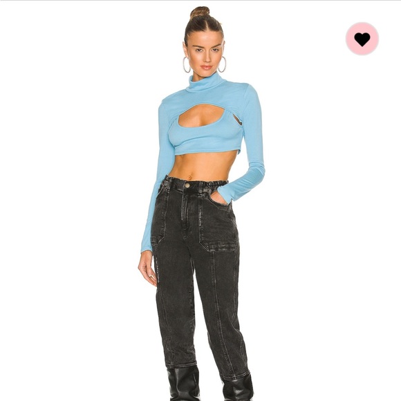 Blue long sleeve cut out crop top worn once and in perfect condition - Picture 4 of 8
